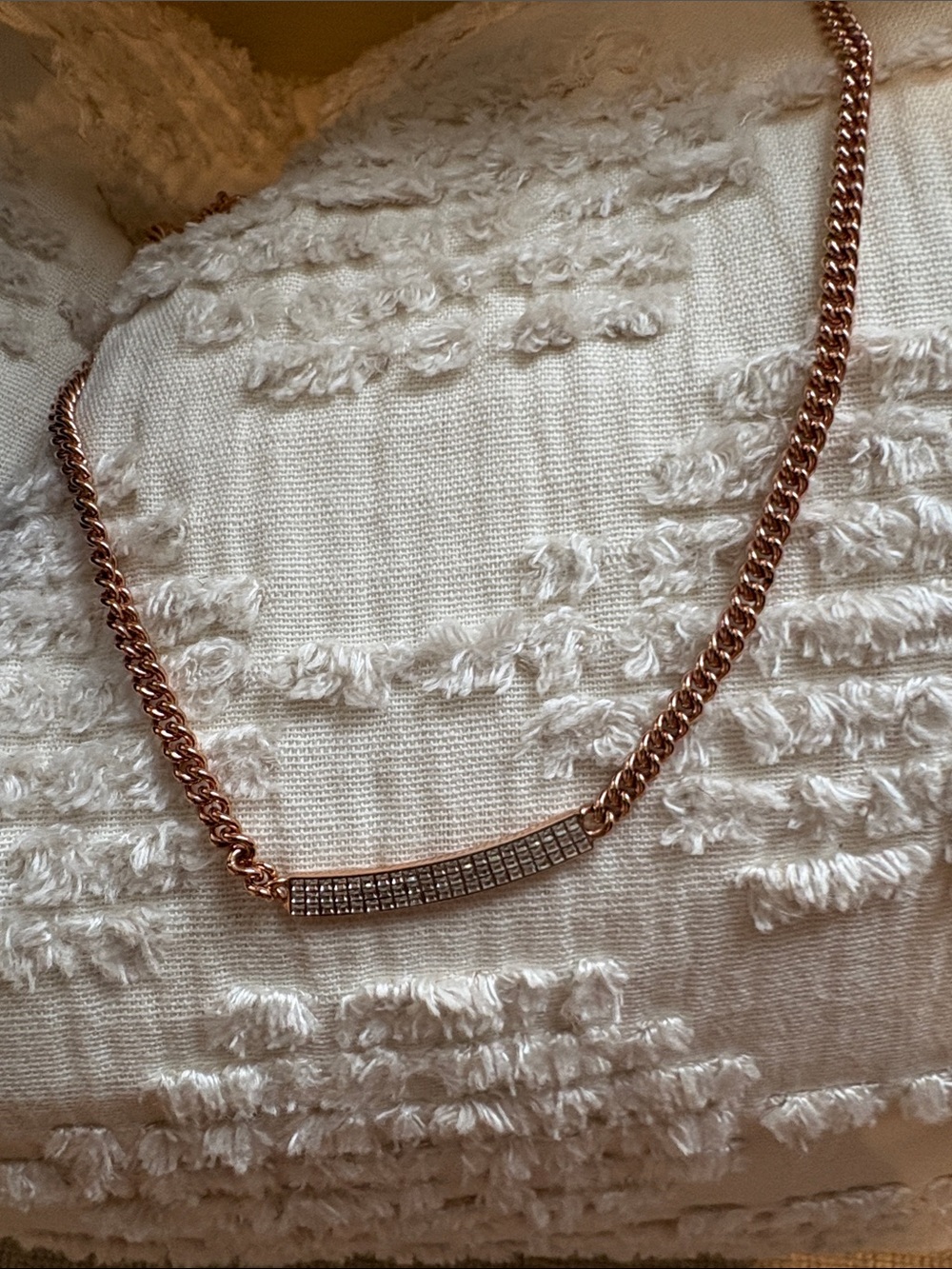 Swarovski rose gold crystal bar chain necklace